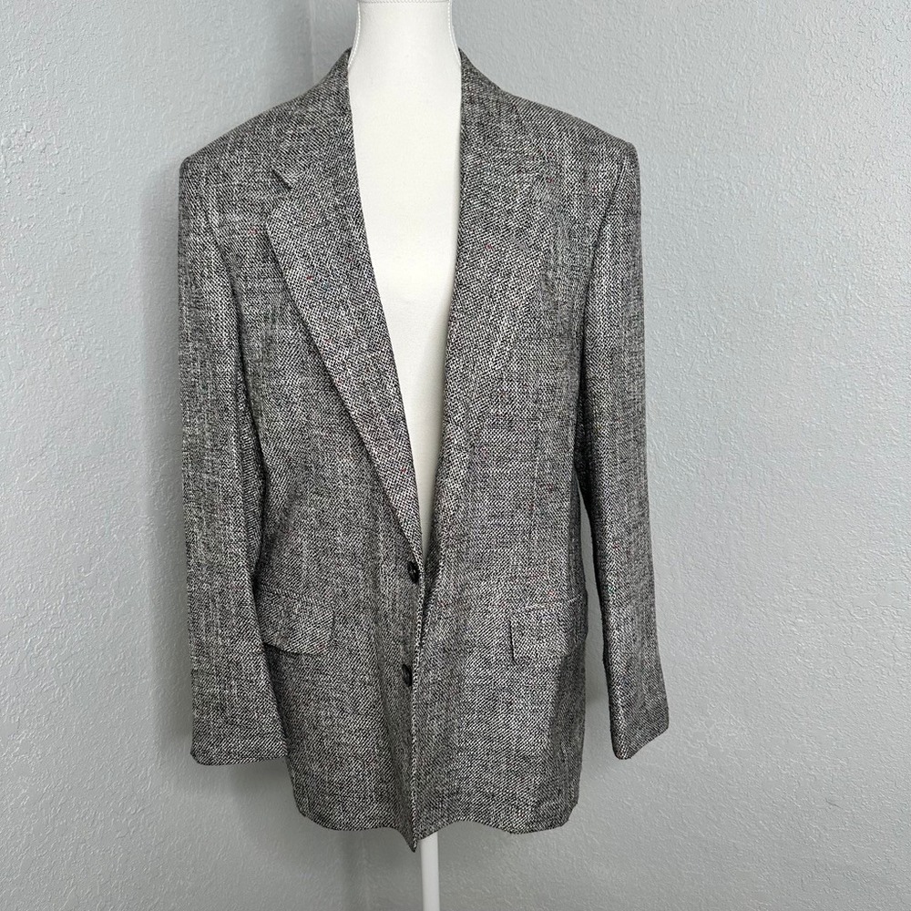 Mens Tweed‎ Blazer Gray Herringbone Sport Coat Multi Speckled Professional